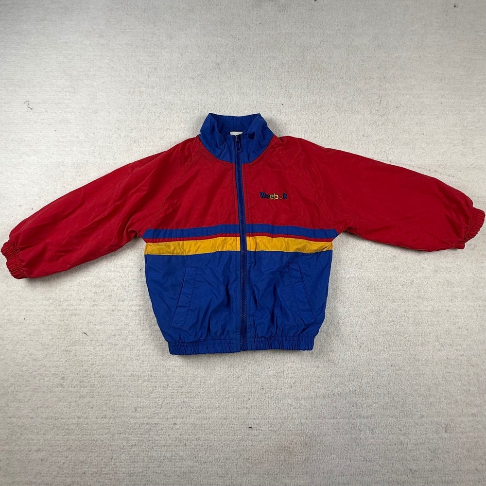 Vintage Weebok by Reebok Toddler 2T Windbreaker Jacket Red Blue Colorblock Zip